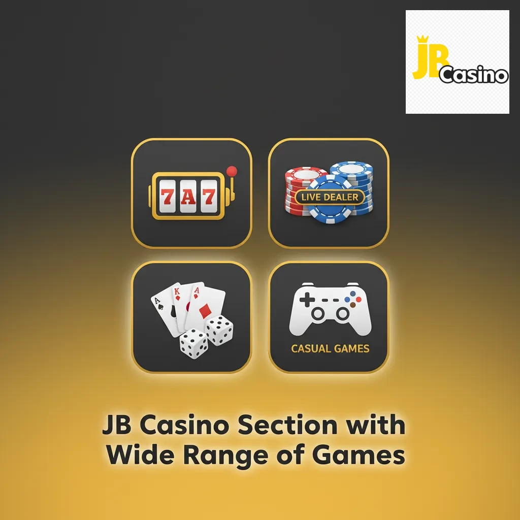 JB Casino lobby with categories for 3,000+ games: slots, crash, instant, card, table, jackpots, Megaways, scratch cards.