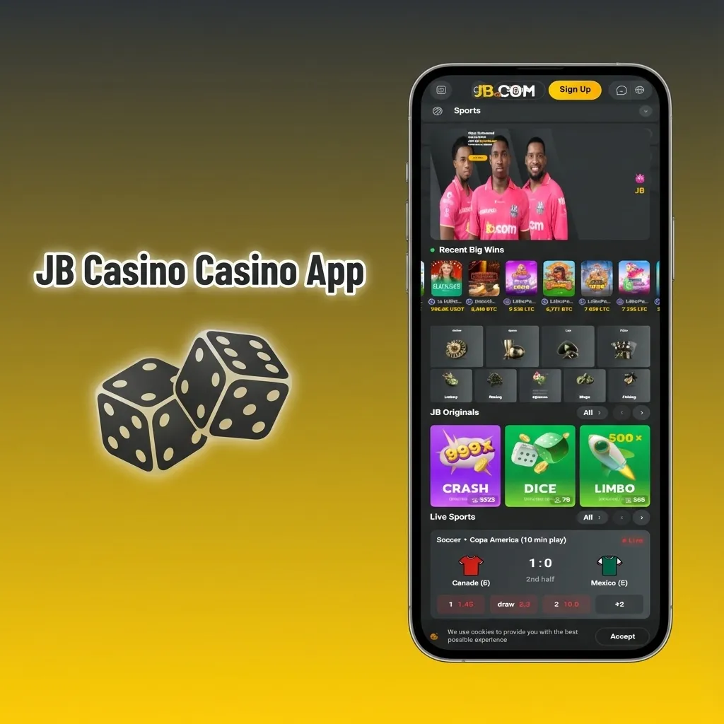 Mobile casino app interface showing slots, table games, and live dealer options from top gaming providers