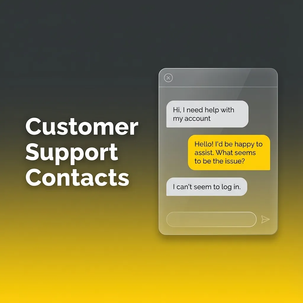 Customer support contact options including live chat, email, Telegram, phone, and WhatsApp for 24/7 assistance.