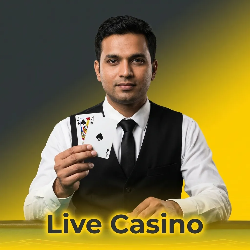 Professional dealers stream live casino games including Teen Patti, Andar Bahar, Blackjack, and Roulette from HD studios.