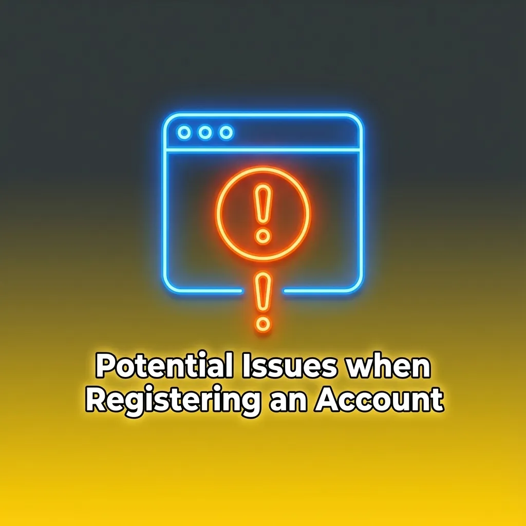 Troubleshooting guide showing common account registration problems and their solutions for new players