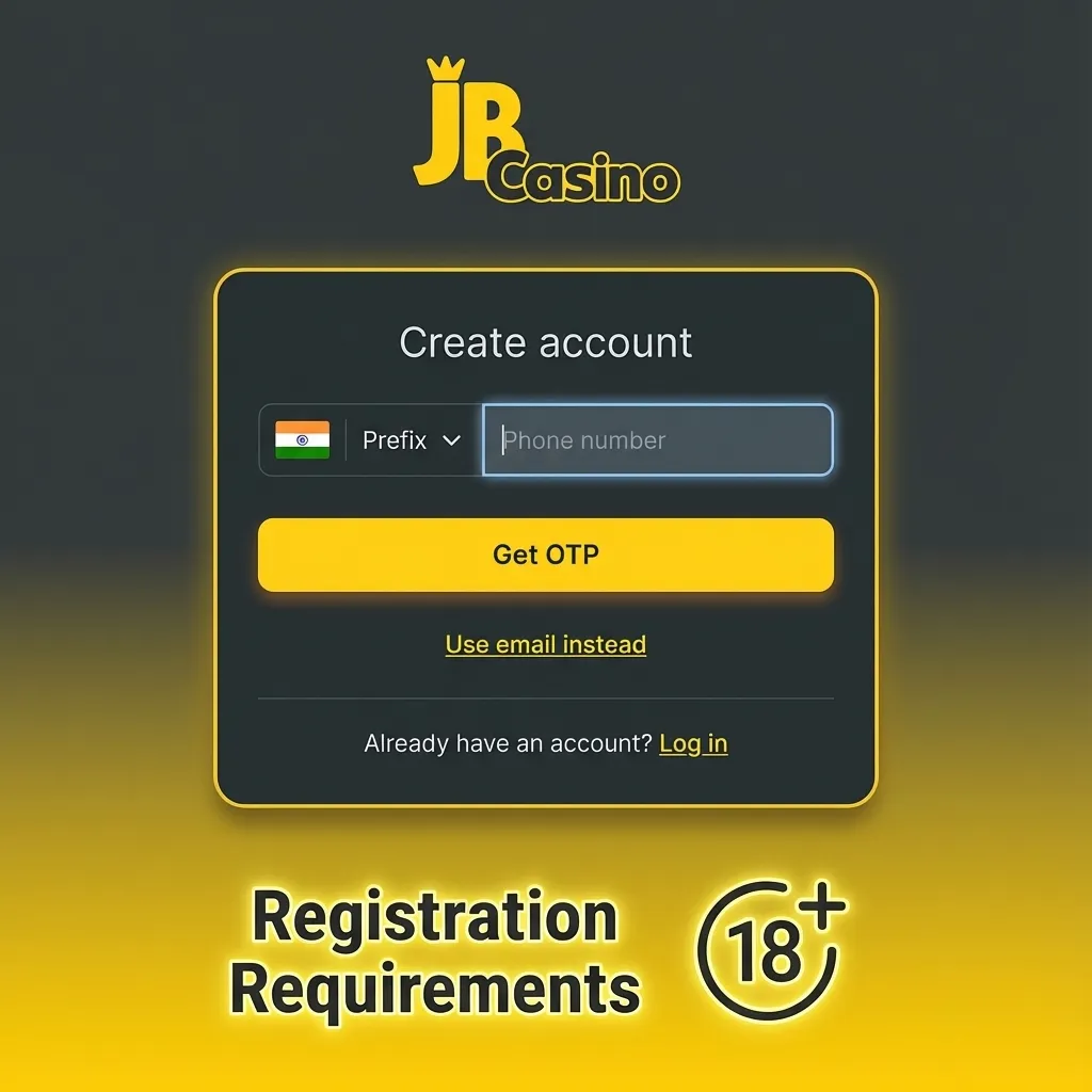 User registration form showing age verification and personal information requirements for online gaming platform