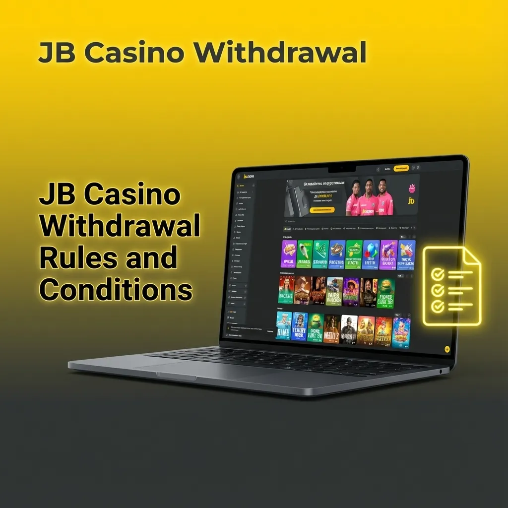 JB Casino withdrawal rules page showing verification, payment methods, wagering requirements, and transaction limits.